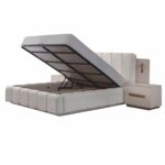 Juego de dormitorio de lujo Casa Padrino blanco / gris - 1 cama doble y 2 mesitas de noche - Imagen 7