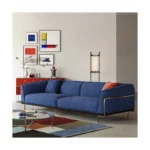Sofá modular de 4 plazas en lino azul - Imagen 2