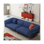 Sofá modular de 4 plazas en lino azul - Imagen 4
