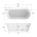 Bañera Exenta Ovalada de Acrílico 170 cm - Imagen 3